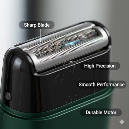 Image of Ultra-Thin Electric Shaver for Men - Rechargeable Beard Trimmer & Foil Face Razor with Reciprocating Blade, USB Charging Portable Grooming Device for Home, Office & Travel