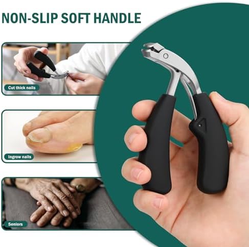 FVION Innovative Angled Head Toenail Clippers, Professional Ingrown Toe Nail Clippers for Thick Nails Seniors, Slanted Nail Clippers with Catcher, Pedicure Toenail Cutters Toenail Scissors