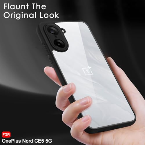 Image of TheGiftKart Hybrid Shockproof Back Cover Case for OnePlus Nord CE 5 5G | Camera Protection Module | Hard Back Cover Case for OnePlus Nord CE5 5G (PC & TPU, Transparent Clear Back, Black Sides)