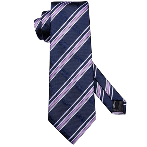 Image of Dubulle Mens Paisley Floral Silk Tie for Men Striped Necktie and Pocket Square Cufflinks Set Wedding Business