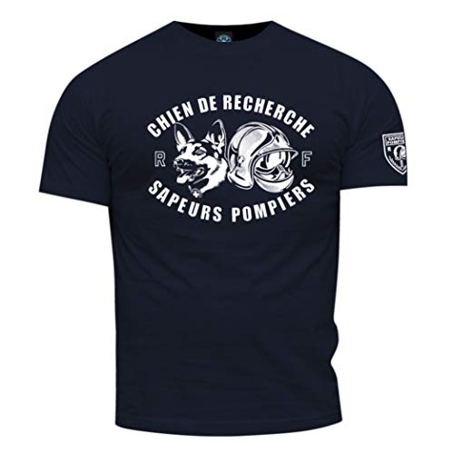 Rescue Point by Dirty Ray Sapeurs Pompiers Chien de Recherche t-Shirt Homme KF15FR (Bleu Marine, XXXL)