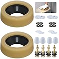 iFealClear 2 Pack Extra Thick Toilet Wax Ring Kit with Solid Brass Bolts, Wax Ring Gasket for Toilet Bowl, Fits 3-inch or 4-inch Waste Lines, Gas, Odor and Watertight Seal, Extra PE Flange, Retainers