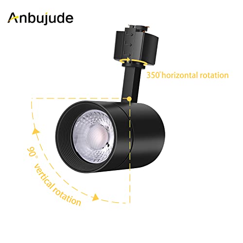 Anbujude Dimmable 12W Led Track Lighting Heads, Compatible With J Type Track Lighting System For Home And Commercial Lighting, Black Track Lighting With 24° Beam Angle, 3000K Soft White, Cri90, 1 Pack #TOP3