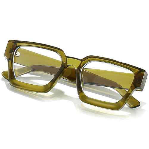 Image of AIEYEZO Square Thick Frame Glasses for Women Men Fashion Blue Light Glasses Trendy Chic Computer Eyeglasses