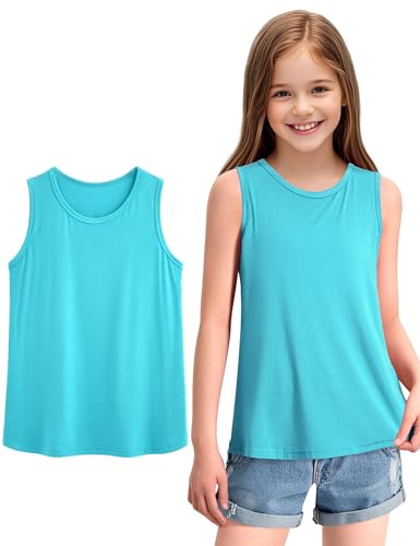 Image of KEREDA Girls Tank Tops Flowy Loose Fit Sleeveless Shirts Summer Tunic Tops