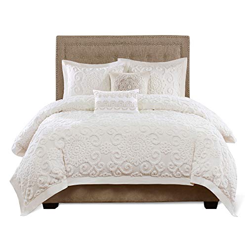 Image of Harbor House Cotton Comforter Set - Trendy Tufted Textured Design, All Season Down Alternative Cozy Bedding with Matching Shams, Suzanna Ivory Full /Queen(92 inchx96 inch) 3 Piece