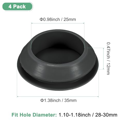 Image of M METERXITY 4-Packs Silicone Hole Plugs, Snap in Locking Hole Plugs for 28-30mm Hole, Round Hole Rubber Plug Kitchen Bulkheads Waterproof Sealing Plugs [Black]