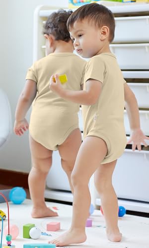 Image of KOH KOH Kids Short Sleeve Cotton Solid Lap Shoulder Baby Bodysuit