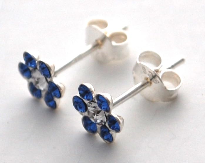 Alaska Forget Me Not Sapphire Crystal Stud Earrings - sterling silver3