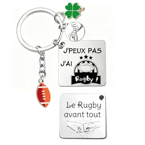 AIMINI Cadeau pour fan de Rugby Porte clef cadeau rugby personnalisé papa papi cadeaux fan de sport - accessoire homme sport j'peux pas j'ai rugb y