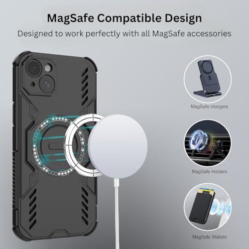 Image of Back Cover Case for Apple iPhone 15 Plus | 360 Protection Mobile Phone Case Mag-Safe | Camera Protection | i Phone 15 Plus Back Cover | iPhone 15Plus - Black TPU+PC