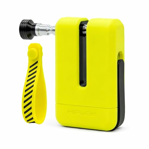 Hiplok MD1000 Motorcycle Disc Lock - Anti Angle Grinder Sold Secure Diamond and Art 4 Star Rated Security 12mm Hardened Steel Pin Carry Case and Reminder Tags Included (Neon Yellow)