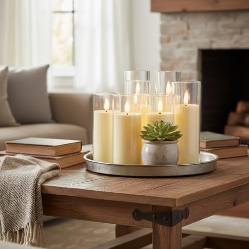 Image of Homemory Ivory Acrylic Flameless LED Candles, Battery Operated with Remote Control and Timer, Electric Fake Candles for Wedding, Home Decor, Set of 9