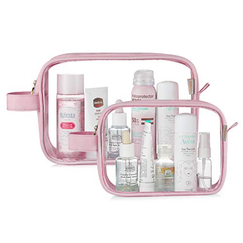 Gagaku 2 Pcs Travel Toiletry Bag Waterproof Makeup Pouch Shaving Dopp Kit Case - Light Pink #TOP4