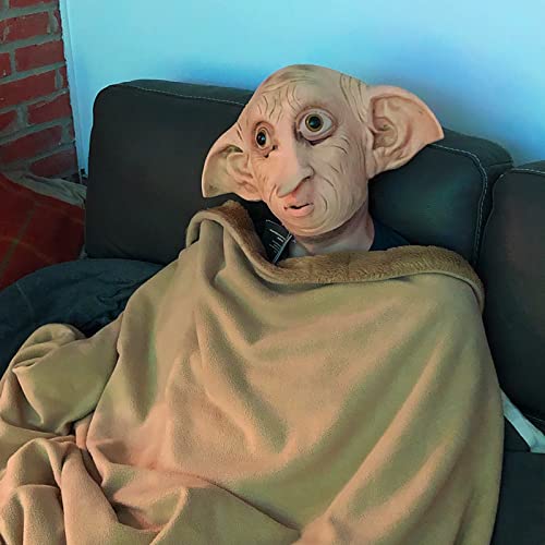 Máscara de Dobby SINSEN de cabeza completa con orejas de elfo para Halloween 6