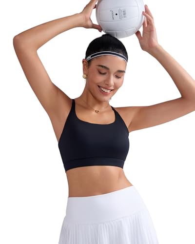 RUNNING GIRL Light Impact Sports Bras for Women, Molded Cup Thin Strappy Sports Bra with Sewn in Pads4