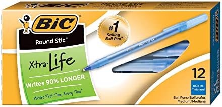 BICGSM609BE BIC Round Stic Ballpoint Pens - Medium Pen Point - Blue...