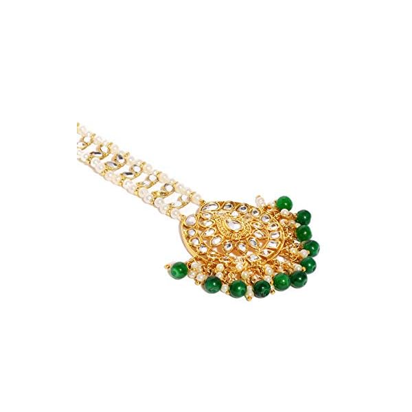 Zaveri Pearls Gold Tone Kundan And Pearls Traditional Maangtikka For Women-ZPFK9005 - Image 5