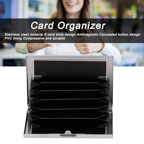 Jwthee 6 Slot Antimagnetic Stainless Steel Card Wallet, Black - Image 3