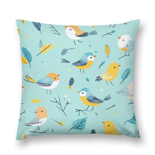 Birds Pattern Decorative Throw Pillow Covers Plush Cushion Protect Case for Sofa Bedroom 20 
