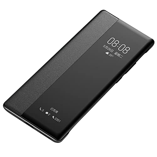 OZKURT Coque pour Sony Xperia 1 Iv, Premium Cuir Clear View Window Business Luxury Flip Housse De Protection pour Téléphone, Coque De Protection Intégrale,Noir