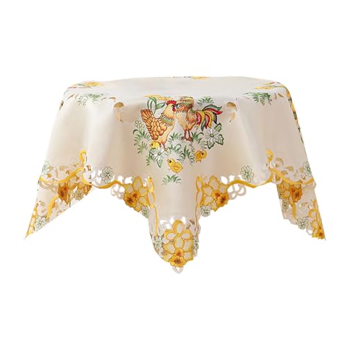 Mantel de Pascua con Diseño de de Pascua, Rústico Y Decoración de Pascua para Mesa de Comedor. Artículos para Fiestas, 85x85cm, Individual