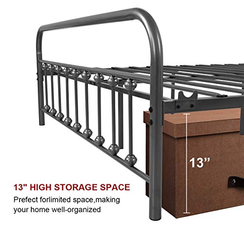 Neebirgelia Metal Bed Frame Queen Size With Headboard And Footboard Single Platform Mattress Base,Metal Tube And Iron-Art Bed（Queen,Gray Silver） #TOP5