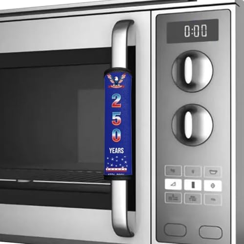 Image of 250th Birthday of Freedom Refrigerator Door Handle Covers Washable Anti-Skid Kitchen Appliance Handle Covers Adjustable Handmade Fall Decor Protector for Fridge, Ovens, Dishwashers