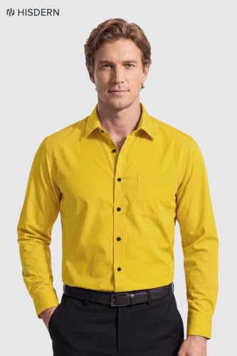 Image of HISDERN Mens Dress Shirts Long Sleeve Button Down Casual Shirts for Men Inner Contrast Formal Business Tuxedo Wedding Shirt