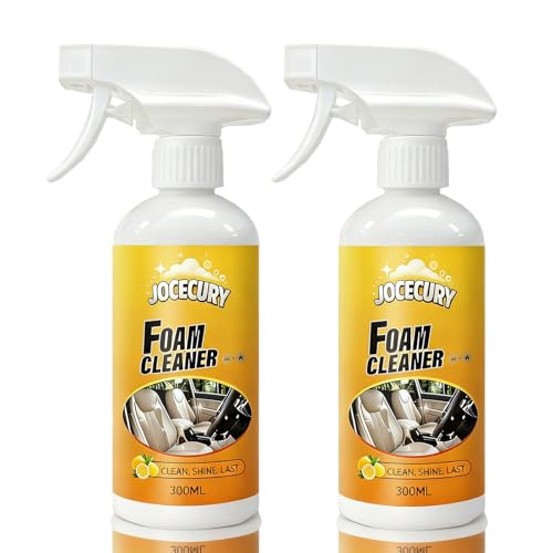 Jocecury 2Pcs Multi-Purpose Foam Cleaner – Car Interior, Leather Seats, Fabric, Shoes & Clothes, MAGIC FOAM CLEANER, Interior Detailer Spray, No Rinse, Deep Cleaning & Protection(600ML)