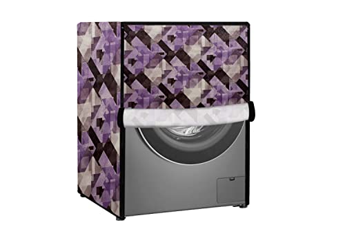 Image of Stylista Waterproof Front Load Washing Machine Cover Compatible for Haier 8 kg, Chekered Pattern Magenta
