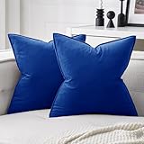 MIULEE Pack of 2 Royal Blue Decorative Velvet Throw Pillow Covers Soft Pillowcases Spring Solid Square Cushion Case for Sofa Bedroom Car 18x18 Inch
