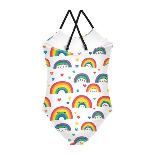 Cute Rainbow Heart Girls Swimsuit One Piece Bathing Suit for Baby Girls' Swimwear 3-10T2