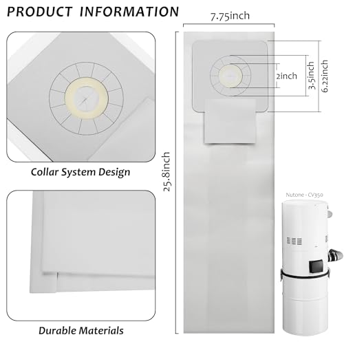 GULUANT 6 Pack Replacement DVC HEPA Central Vacuum Bag for Nutone CV350 CV352 CV352W CV353 CV450 CV653 CV750 for Beam for Electrolux 167 3067 BU165 V165 Models