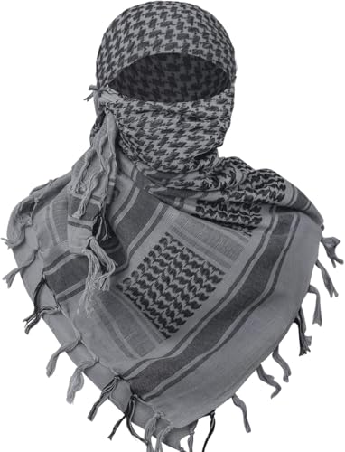 Generic AL KHAANI Military Shemagh Tactical Desert Scarf(43X43) 100% Cotton Keffiyeh Scarf Wrap for Men And Women. (BLACK)2