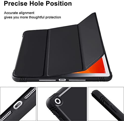 Image of SwooK Case for iPad 9th /8th /7th Generation,iPad 10.2-inch Soft TPU Back Protective Cases [Shock Absorption] Slim Lightweight Trifold Stand Smart Cover, Auto Wake /Sleep (Black, Ipad 10.2 inch)