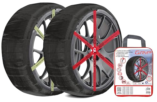 RD9 Grip Catene da Neve Tessile Taglia N. 510 Set 2PZ Guanti Inclusi