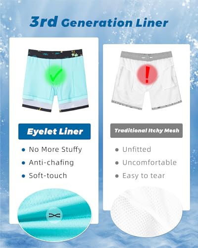 Image of SURF CUZ Mens Swim Trunks with Compression Liner Swim Shorts 7 inch Swimming Trunks Stretch 7 Inch Swim Suits Quick Dry