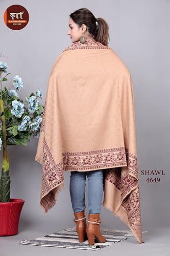 Image of KRITI Paisley Design Woollen Beige Color Shawl For Women