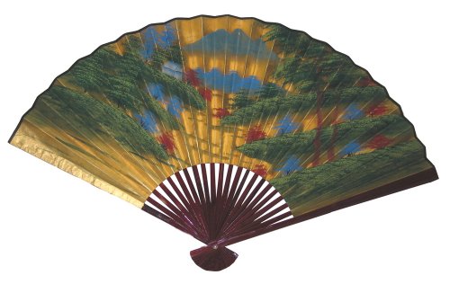 Savino Fiorenzo Ventaglio gigante da muro raggio 75 cm con decoro e legno lucido