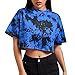 YogfegY Camiseta para mujer, cuello redondo, camiseta de Tie Dye con estampado a la moda, cómoda, camisa, informal, delantal de cocina (azul, S)