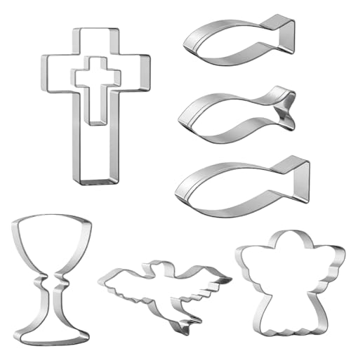 Nivofu Lot de 8 Emporte-pièces Communion en Acier Inoxydable, Moules à Biscuits Thème Religieux...