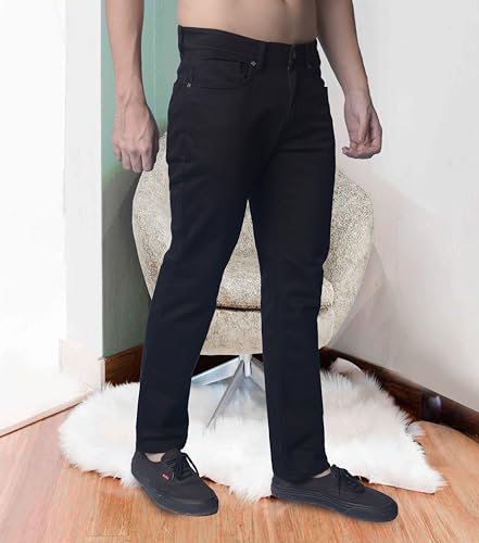 Image of i'sol Men's Tapered Fit Solid Mid-Rise Stretchable Casual Jeans
