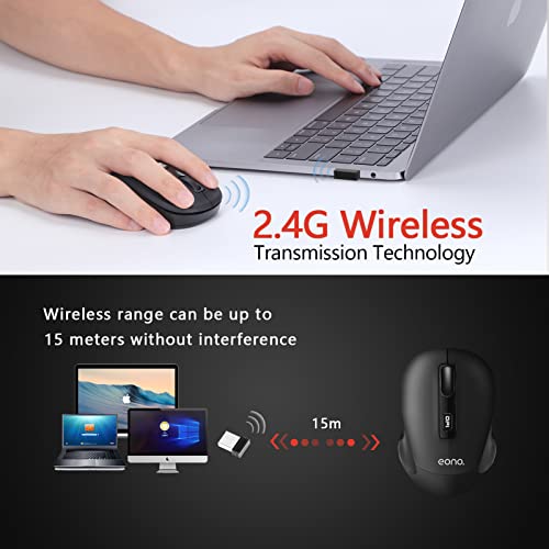 Wireless Mouse for Laptop Ergonomic Computer Mice, Mini Cordless Optical Mouse 3 Adjustable DPI, 1600DPI Silent USB Mice for Windows Chromebook MacBook Computer-Black - Image 4