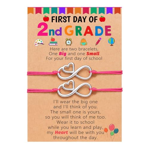 Back To School Bracelet for Girls Boys Daughter Son from Mommy, Adjustable Bracelet for School Girls Boys, Cute Dinosaur/Heart/Butterfly/Bear Bracelets Gifts Stuff Supplies