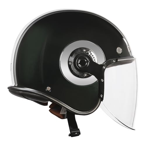 Image of Royal Enfield Spirit of SM ID ABS GL Green ISI and DOT Certified Riding Helmet (L) 58 Cm - High Impact Grade Thermoplastic & High Density EPS Liner for Superior Impact Protection and Durability