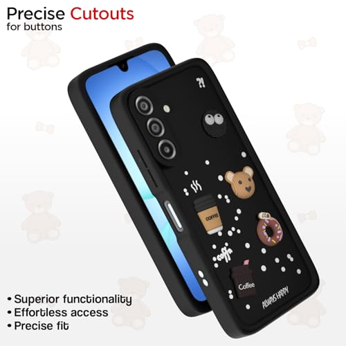 Image of Outlouders Back Cover for Samsung Galaxy M17 5G / A17 5G / F17 5G | 3D Cartoon Bear Cute Fun Silicone Full Body Protection Bumper Case (Black)