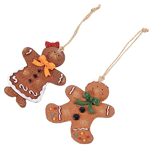 Ornements de bonhomme de pain d'épice en résine FCXDMY pour sapin de Noël x2