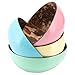 Decorasian Lot de 4 bols en noix de coco véritable - Bol en noix de coco - Intérieur poli - Extérieur laqué décoratif - Jaune, bleu, rose, menthe