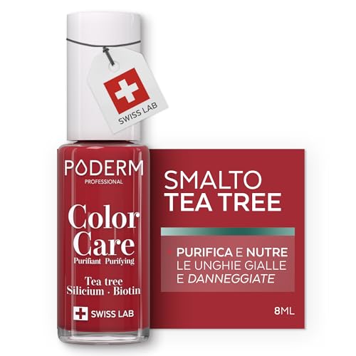 PODERM - MICOSI DELLE UNGHIE | Smalto colorato TEA TREE | Prevenzione e trattamento delle unghie gialle/danneggiate dalla MICOSI | TRATTAMENTO E COLORE | Mani/Piedi | Swiss Made